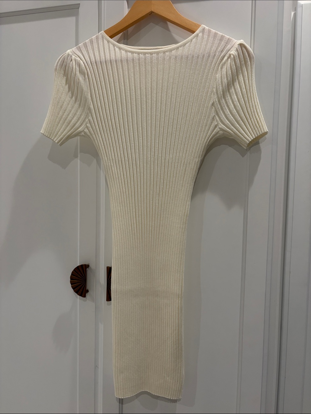 RIHOAS Cream Ribbed Mini Dress